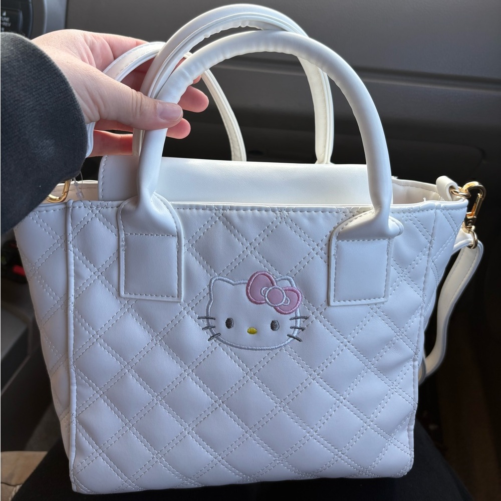 Hello Kitty White Quilted Tote Bag